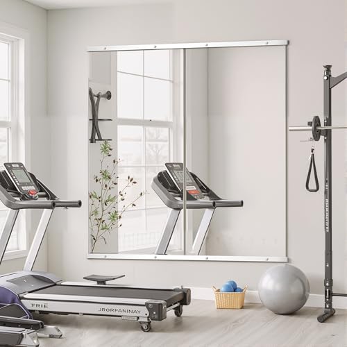 Home Gym Mirror for Wall, Mirror Full Length,56x28x2PCS,Glass Frameless Body Large Mirror for Home Gym, Workout,Bedroom, Garage(Silver)