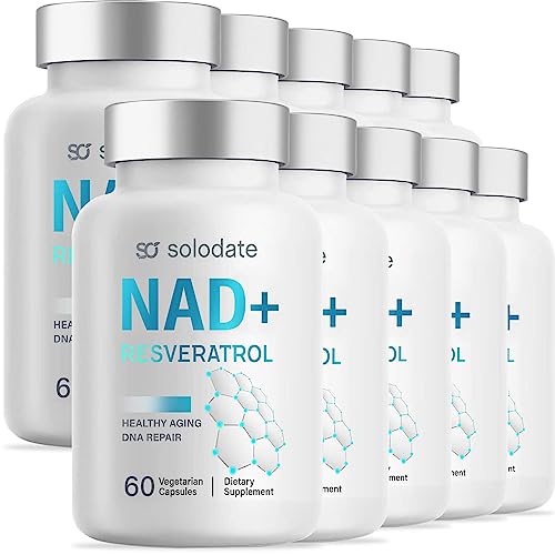 solodate NAD Resveratrol Supplement 99% Purity, 4-in-1 Upgraded NAD Supplement 1000mg for Maximum Anti-Aging, Immune and Energy Support, 600 Capsules