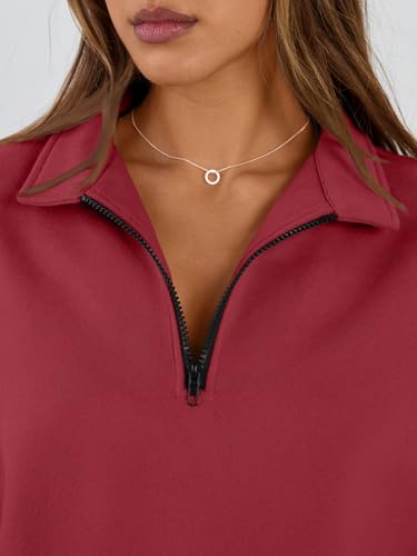 Image of Trendy Queen Women's Oversized Half Zip Fleece Sweatshirts-Cozy Pullover, Sweaters for Fall Winter