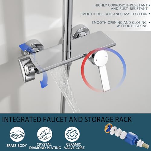 Système de douche acier inoxydable or rose avec robinet cascade mural - 6