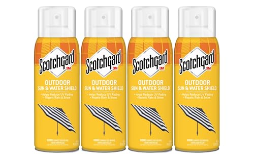 Scotchgard Water & Sun Shield Fabric Water Repellent Spray with UV Protection – 10.5 oz Aerosol (Pack of 4), Outdoor Fabric Protector for Patio Furniture, Upholstery, Canvas, Leather & More