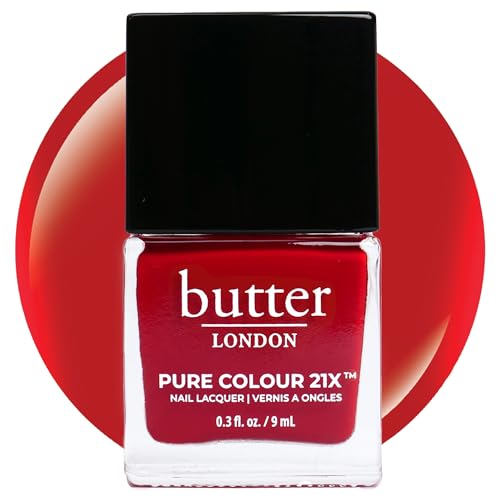 butter LONDON PC21X Nail Lacquer Polish, Her Majesty's Red - Fast-Drying, Long Lasting Gel-Like Finish & Chip-Resistant Nail Lacquer Helps Protects & Strengthens Nails - Vegan & Cruelty-Free