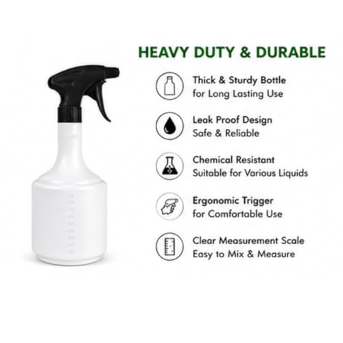 Image of KWEL 1 Litre Heavy Duty Spray Bottle with Adjustable Mist & Jet Nozzle | Multipurpose Trigger Sprayer for Home Cleaning, Gardening, Plant Care, Sanitizing & Car Detailing (Pack of 1)