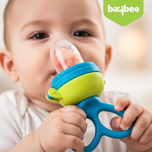 Image of Baybee Silicone Fruit Nibbler & Baby Food Feeder | Baby Teether & Pacifier for 3+ Months Toddlers | Babies Fruit & Food Veggie Teether for Infants | Hygenic & BPA Free Extra Soft Organic- Pacifier