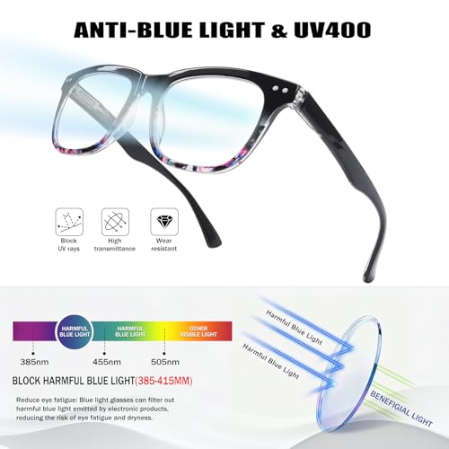 4 Pack Reading Glasses for Women Men Blue Light Blocking Readers,Computer Eye Glasses with Spring Hinge