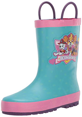 Western Chief Kids Kids Paw Patrol Printed Waterproof Rain Boot with Easy Pull on Handles, Born Brave Teal, 5 US Unisex Toddler