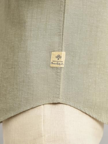 Image of Thomas Scott Men's | Solid | Linen Blend | Slim Fit | Short Sleeve | Spread Collar | Casual |Shirts for Men