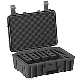 Condition 1 18' 5 Pistol Gun Case w/Pre-Cut Foam for 20 Mags – Waterproof, Lockable, TSA Approved, Stackable, Fits Optics & Lights – Gun Metal Gray, Made in USA, Model 801