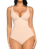 FeelinGirl Shapewear Bodysuits for Women Tummy Control Body Suits Deep V Neck Corset Body Shaper Tops