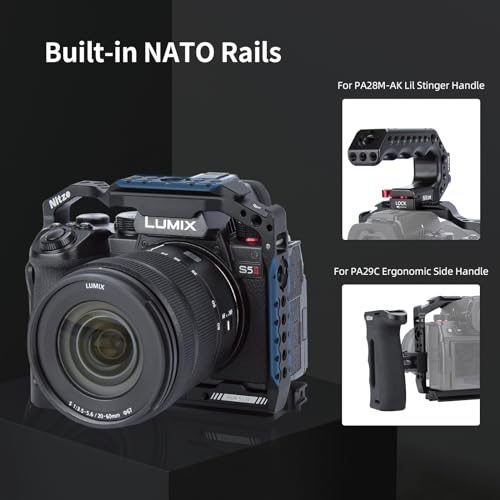 Nitze Cage for Panasonic LUMIX S5 II / S5 IIX Camera, with Built-in Top and Side NATO Rails - Image 3