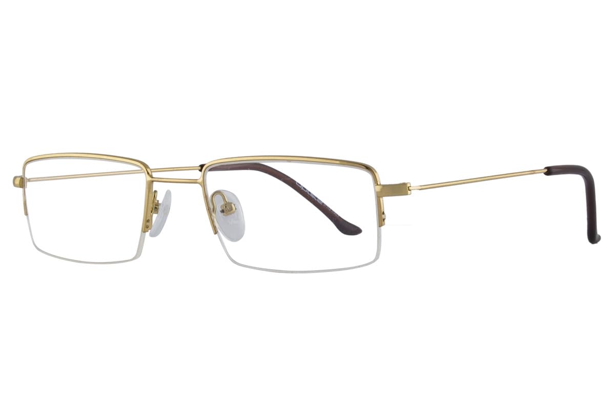 Optilite - Gafas rectangulares semicírculadas unisex con lentes azules y revestimiento antirreflejos para proteger los ojos (dorado, cero potencia, 7011-RC01-RC01-RC01)