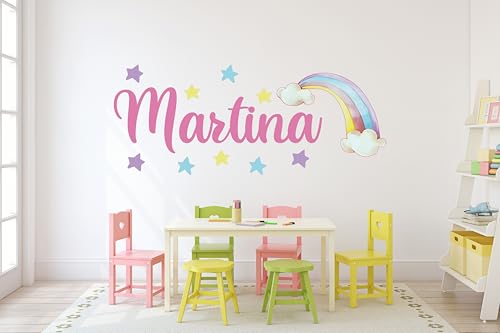 Vinilo decorativo personalizado con nombre y arcoíris para pared miniatura 3