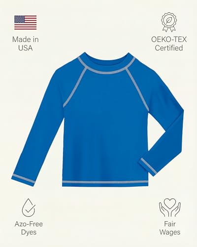 Image of City Threads Rash Guard for Boys SPF 50+ Made in USA, Long Sleeve Swim Shirt with Sun Protection, Toddler, and Youth Sizes