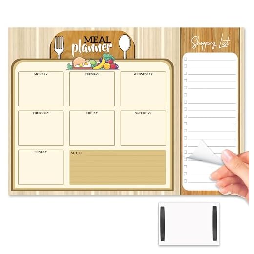 Planificador de comidas y lista de la compra, 62 páginas extraíbles, bloc de lista de la compra, planificador de comidas magnético doble para nevera, blocs de notas con lista de comestibles,