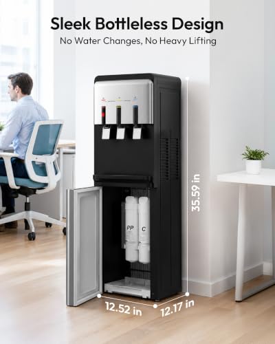 Image of Euhomy Bottleless Water Cooler, NSF-Certified Dual Filters, 3 Temperatures