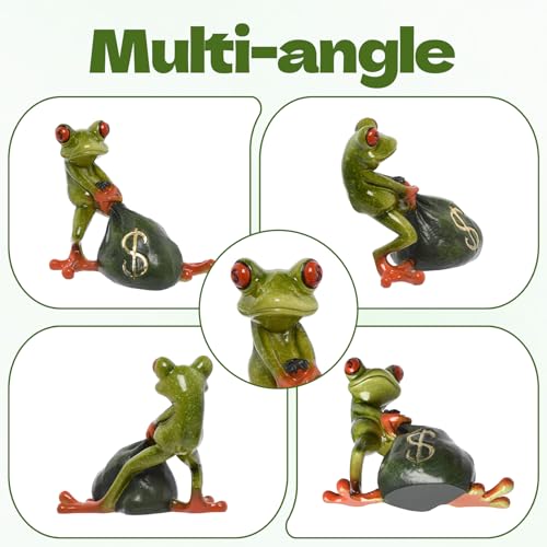 Figura decorativa rana de resina Feng Shui para escritorio miniatura 3