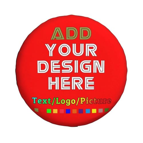 Image of Custom Spare Tire Cover 14-17 Inch, Personalized Universal Wheel Cover Add Your Own Photo Text Logo Waterproof Dust-Proof Tire Covers Protectors for Trailer Truck SUV Universal, Red