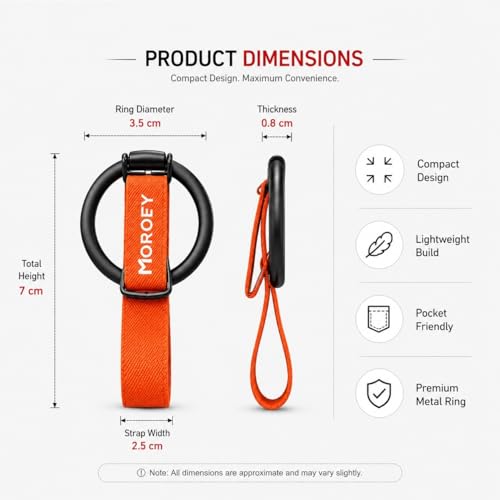 Image of Morofy Magnetic Phone Grip for iPhone & Android Devices with Magnetic Ring Included, Adjustable Finger Strap Stand Holder (Orange)