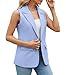 M Sky Blue Sleeveless Blazer Vest for Women Spring 2025 Fashion Casual Lightweight Open Front Work Office Blazer Jackets with Pockets