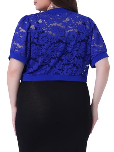 Image of Agnes Orinda Plus Size Bolero Shrugs for Women Lightweight Open Front Short Sleeve Cropped Lace Cardigan