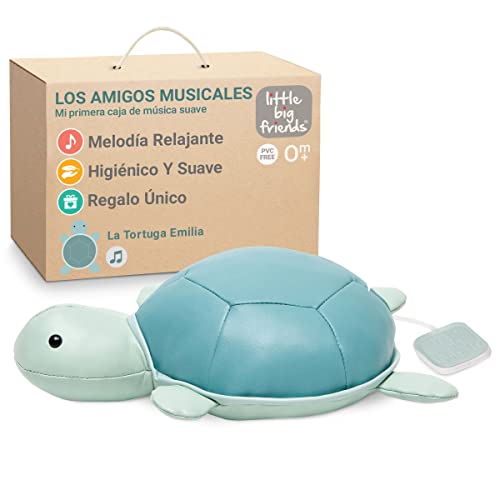 Little Big Friends Animales Musicales Caja de música para bebé | Peluche de Animal Musical | Fácil de Limpiar | Tejido Suave | La Tortuga Emilia