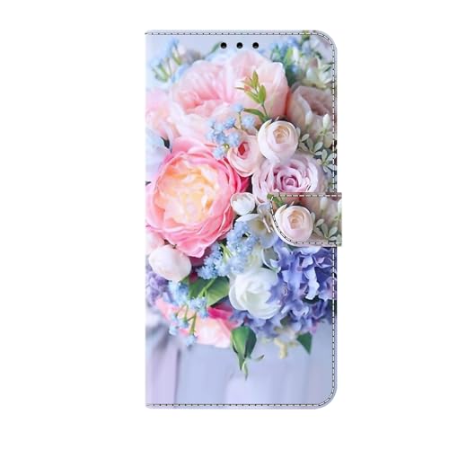 Skyhewen for iPhone 12 Case Shockproof Slim PU Leather with Art Pattern Flip Wallet Case with [Card Slots] [Kickstand] [Magnetic Clasp] for iPhone 12 Colorful Flowers