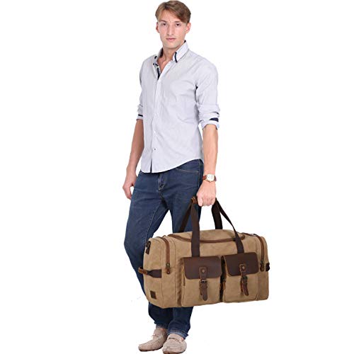 WOWBOX Duffel Bag Travel Weekender Duffle Bag Luggage Bags for Men Women Overnight Carry on Bag Gym Bag with Shoes Compartment Brown