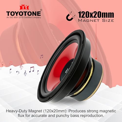 Image of TOYOTONE 8 inch Inch HI-FI Woofer Speaker | Rainbow Deluxe Series | Copper Coil of 4 Ohms | Water Proof Coated Paper Cone with Rubber Surround | 120x20 Magnet | 100 Watt for Car and Home Audio System