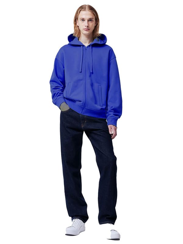 Image of Besick Premium Cotton Solid Relaxed Fit Zipper Hoodie for Men
