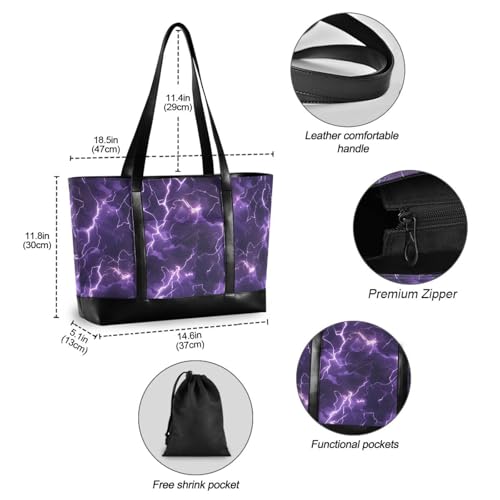 Lightening Purple Nature classy tote bag with compartments with zipper for Pool Gym Grocery Travel with lunch bolsas para computadoras de mujer4