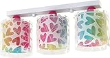 Fabricado en españa Dalber Lámpara Infantil de Techo Plafón 3 Luces Cuore Corazones, Multicolor