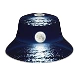 WHJSSF Sombrero reflectante Full Moon in Night, protección solar reversible para hombres y mujeres, ligero, transpirable, plegable, color negro