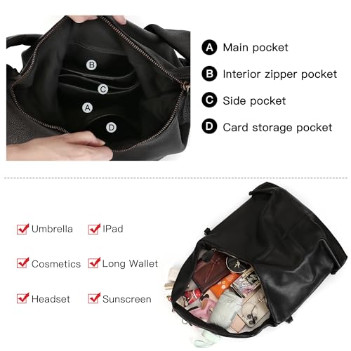 Image of Genuine Leather Shoulder Bags for Women Crossbody Bags Soft Leather Handbag Slouchy Tote Purses