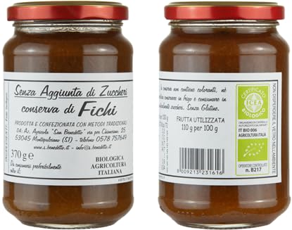 Conservas de higos sin azúcar producido por la empresa agrícola Montepulciano 6 tarros de 380 gramos