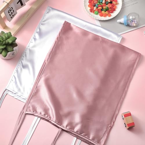 Hosuly 2 Pcs Satin Bassinet Sheet Baby Hair Soft Silk Feeling Sheet Baby Bassinet for Rectangle Cradle Pad Mattress Boys Girls Newborn Infant(Pink, White) - Thumbnail 5