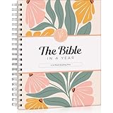 Afrisensetic The Bible In A Year: A 52-Week Bible Study For Women - Spiral Bible In A Year With Note Taking Space - Bible Study Guide Plan Workbook - Christian Gifts For Women