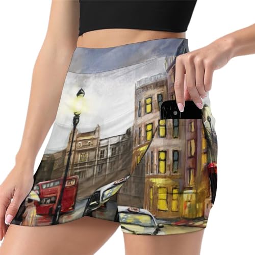 Skort de sport femme anti-frottement jupe de tennis avec poche pour téléphone