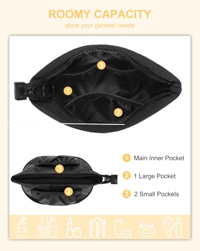 Travel Cosmetic Bag for Purse, Portable Small Makeup Pouch Organizer with Accessories, Traveling Compact Car Bag for Essentials with Compartments, Compact Toiletry Bag for Trip, Office, Home - Black2