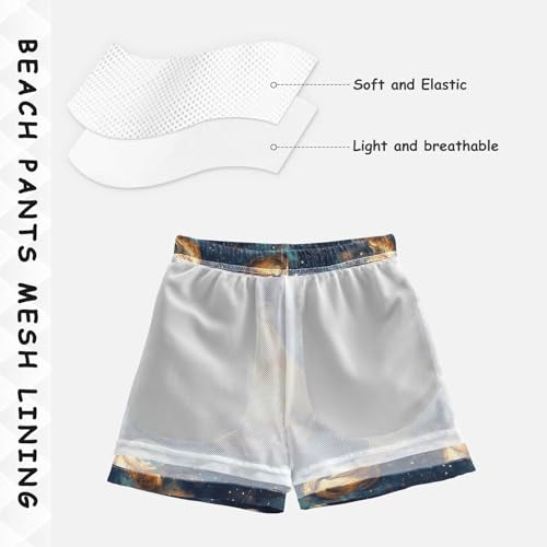 Pigsaly Boys' Swim Board Shorts Capybara Space Earth Boy's Swim Trunks Kids Swimwear 5T Multicolor4