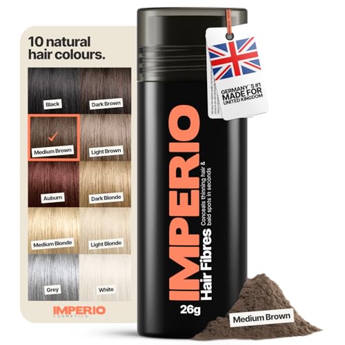 IMPERIO Hair Fibres for Thickening & Full Hair in Seconds. Shake-on hair filler for an Authentic Look. 100% Natural! Premium Salon Quality Hair Building Fibres