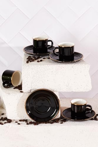 Emsan Kismet - Conjunto de 6 chávenas de café, cor preta