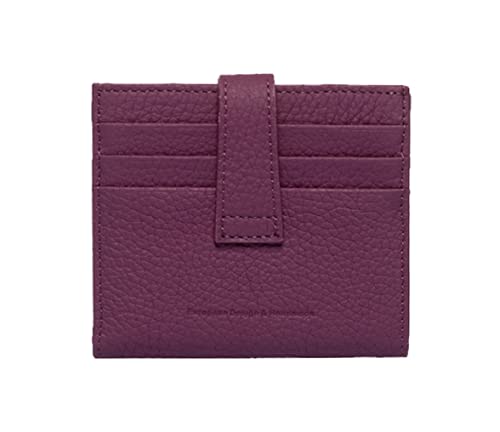 grande 3803 Genuine Leather Card Holder For Women and Men Slim Minimalist Card Case Small Snap Wallet (Purple)2