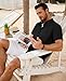 Mens Button Down Short Sleeve Shirts Summer Casual Linen-Like Urban Shirt Beach Wedding Vacation Tops with Pocket Black