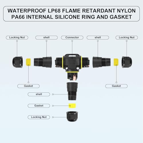Kabelverbinder Wasserdicht 3 Polig 4 Stück Kabelverbinder Wasserdicht IP68 Kabelverbinder IP68 Kabel Wasserdicht Verbinden Kabel Verbinder Wasserdicht für Ø3-12 mm Kabeldurchmesser für Garten Outdoor