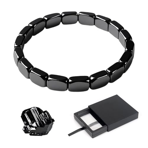 FIGCY Bracelet en Hématite pour Homme – Bijou Moderne en Pierre Noire, Ajustable et Résistant, Cadeau