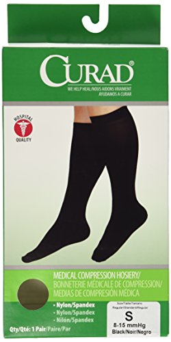 Image of CURAD Knee-High Compression Hosiery, 8 mmHg to 15 mmHg, Black, Size Small, 1 Count