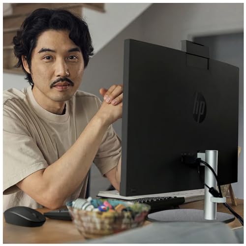 Image of HP 24 Copilot+ AIO (All-in-One) PC 23.8 inch Touch IPS FHD with Adjustable Tilt | AMD Ryzen AI 5 340, (Beats i7-1250U) 50 Tops AI, 32GB DDR5, 512GB PCIe SSD, WiFi 6, IR Webcam, Wireless KB /Mouse, Win 11 Home