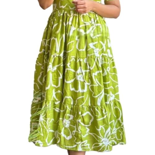 Image of ROYALICA Women's Pure Cotton Maxi Midi Dress Western Dress for Women Elegant Floral Printed Long Dresses | Soft & Breathable Fabric | Casual Trending Dress for Women