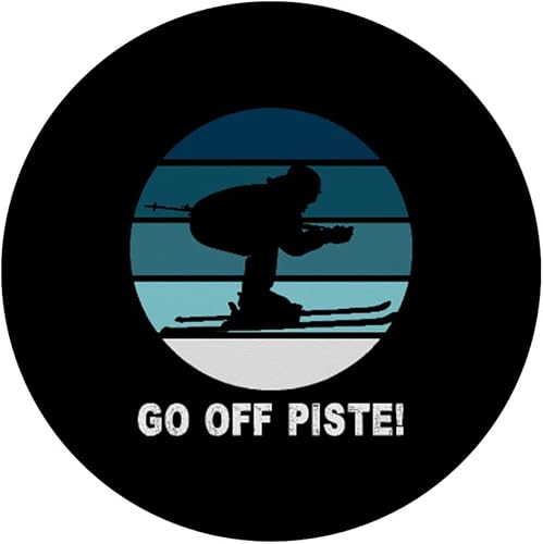Miniatura 3 de Vintage Retro Alpine Skier Go Off Piste Skiing Season PopSockets Standard PopGrip