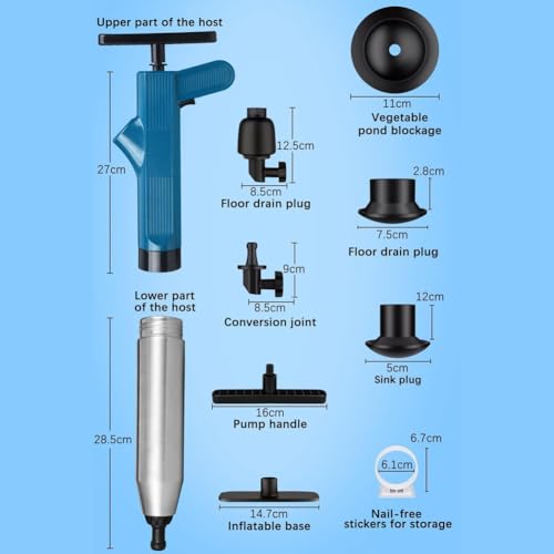 Dewedrt WC Embolo Set, hogedruk-luchtreiniger, afvoer, hindernissenverwijderaar voor badkamer, toilet afvoerreiniger - Image 7